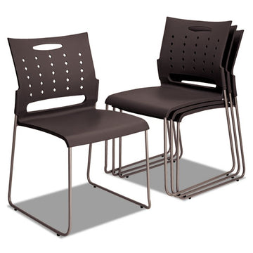 Alera® Alera Continental Series Plastic Perforated Back Stack Chair, Supports Up To 275 Lb, Charcoal Seat-back, Gunmetal Base, 4-ct freeshipping - TVN Wholesale